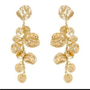 ZARA Gold Hammered Fringe dangle earrings | NWOT